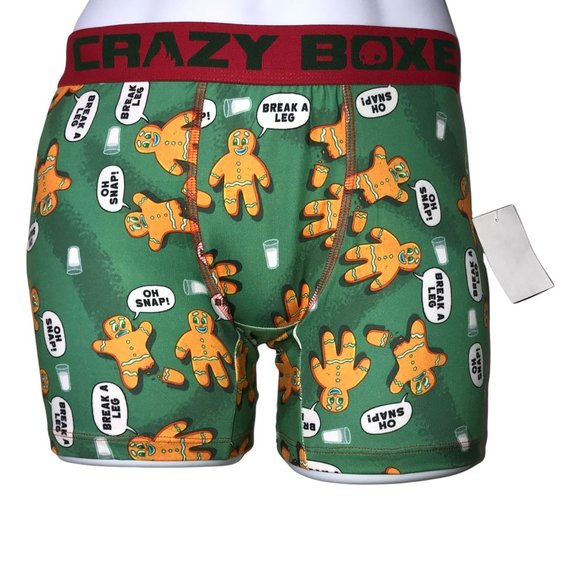 NWT Crazy Boxer 2 Pack Funny Gingerbread Oh Snap Christmas Holiday Underwear S - Picture 1 of 10
